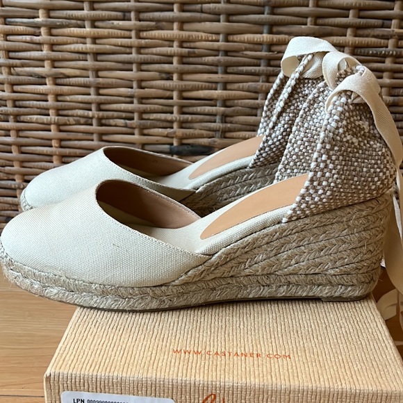 Castaner Carina Wedges - Ivory Canvas - Picture 2 of 7